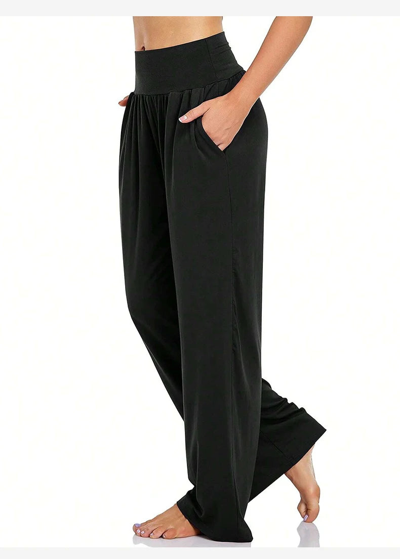 Womens Wide Leg Yoga Pants High Waisted Comfy Casual Loose Pants Workout Plus Size Lounge Sweatpants with Pockets