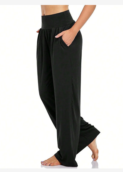 Womens Wide Leg Yoga Pants High Waisted Comfy Casual Loose Pants Workout Plus Size Lounge Sweatpants with Pockets