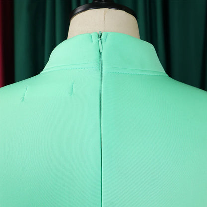 Elegant Dresses for Women Bow Collar Full Sleeve High Waisted A Line Mid Calf Luxury Female Birthday Party Dinner Vestidos Mujer