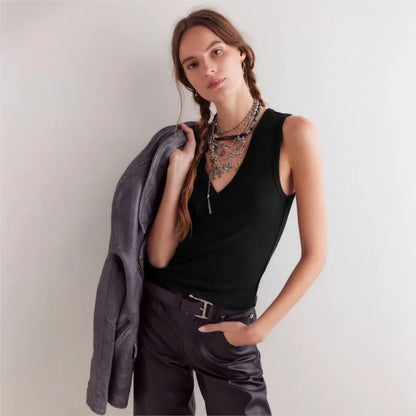 Workout Tops For Women Racerback Basic Summer Tank Tops Sexy V Neck Fitted Sleeveless Shirts Y2K Casual Wear Ribbed Basic Tops