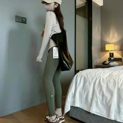 Yoga Pants No Embarrassment Line Sports Fitness Pants Tight Peach Lift Hip High Waist Nude Yoga Leggings