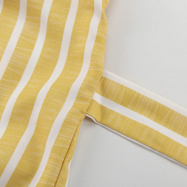 Women's Dress Sets Autumn New Striped Long-sleeved Loose Lace-up Top High-waisted Trousers Fashion Casual Suit for Women