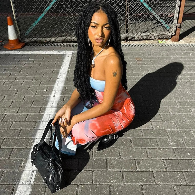 Women's Dresses Summer New Streetwear Fashion Print Casual Slim Dress Sexy Off Shoulder Elegant Female Club Party Dress Clothing