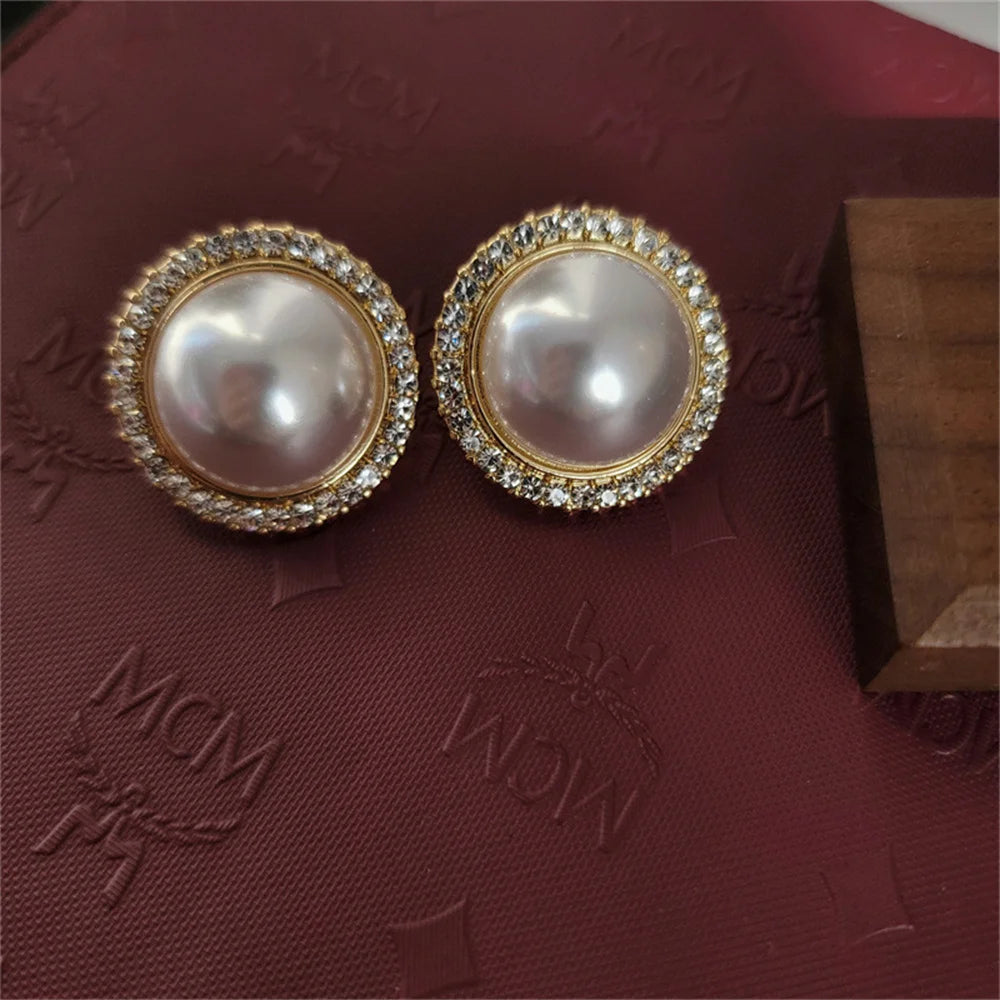 Women Elegant Pearl Double Layers Necklace Earrings Exquisite Vintage Classic Chains For Lady Party Wedding Retro Jewelry Choker
