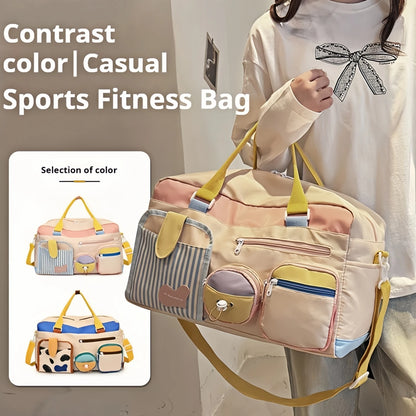 Women's Gym Tote Bags - Gym bags, large capacity sports bags for yoga, travel and fitness essentials - stylish design-tan