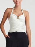 Women's Vest Top New Solid Sexy Summer Streetwear Fashion Halter Tank Casual Slim Elegant Female Versatile Knitted Tank Clothing