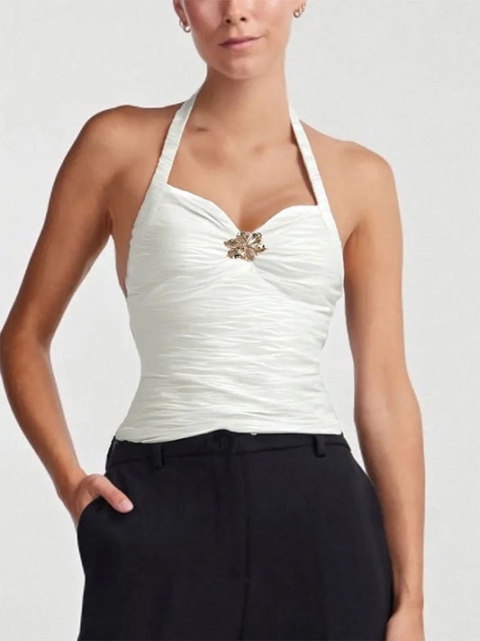 Women's Vest Top New Solid Sexy Summer Streetwear Fashion Halter Tank Casual Slim Elegant Female Versatile Knitted Tank Clothing