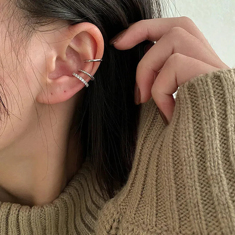 Fashion Exquisite Rhinestone Decor Ear Cuff earring for Woman Ear 2022 Summer New Arrival Christmas Jewelry Gift