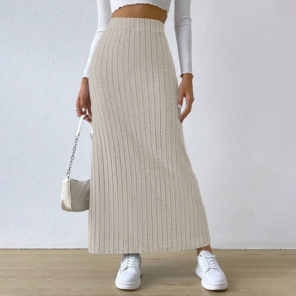 Women Skirt Spring Summer  High Waisted Elastic Slim Hip Knitted Sexy Bodycon Midi Skirt Female Clothing M L XL XXL