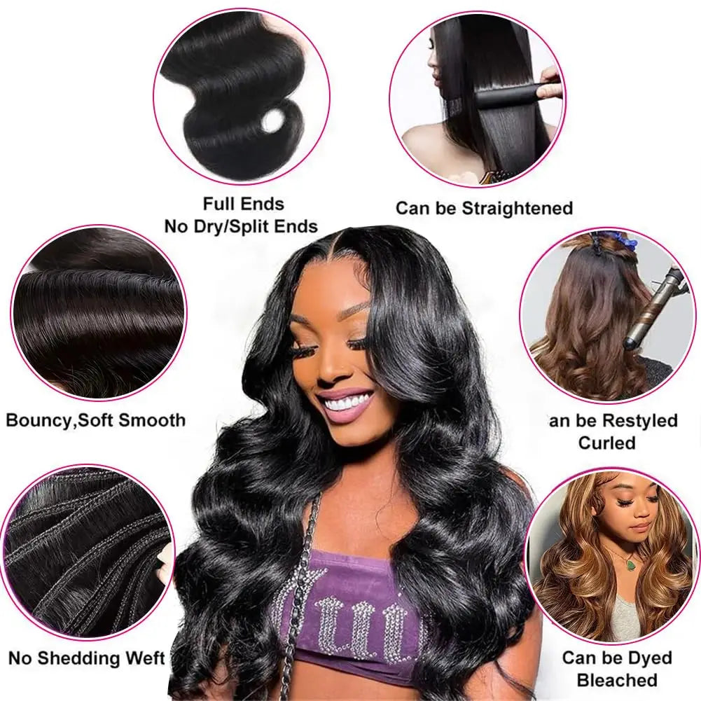 30 40 Inch Body Wave Human Hair Bundles 100% Brazilian Raw Human Hair 1/3/4 Bundles for Women 16A Thick Bundles