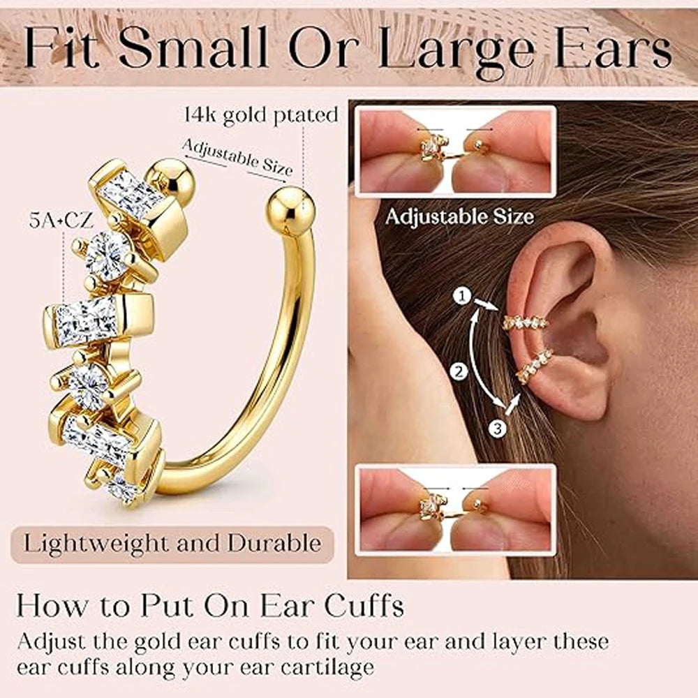 Ear Cuff Earrings for Women Non Piercing 14K Gold Plated Ear Cuff for Non Pierced Ears Clip on Cartilage Earring Dainty Earrings