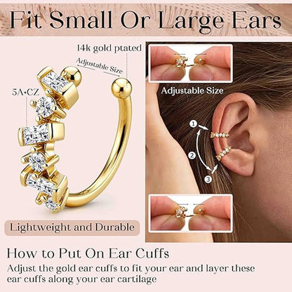 Ear Cuff Earrings for Women Non Piercing 14K Gold Plated Ear Cuff for Non Pierced Ears Clip on Cartilage Earring Dainty Earrings