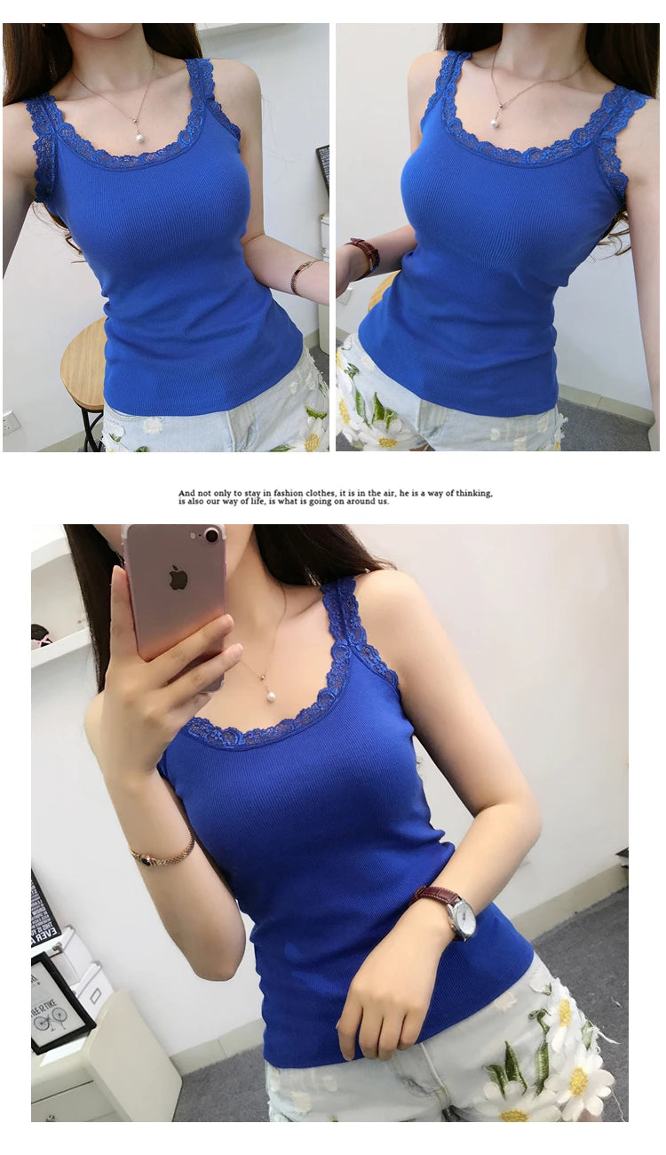 2024 Summer Top Women Sleeveless Lace Tank Top Sexy Women's T-shirt Vest Tank Tops Female Vest Tops White Black Underwear Women