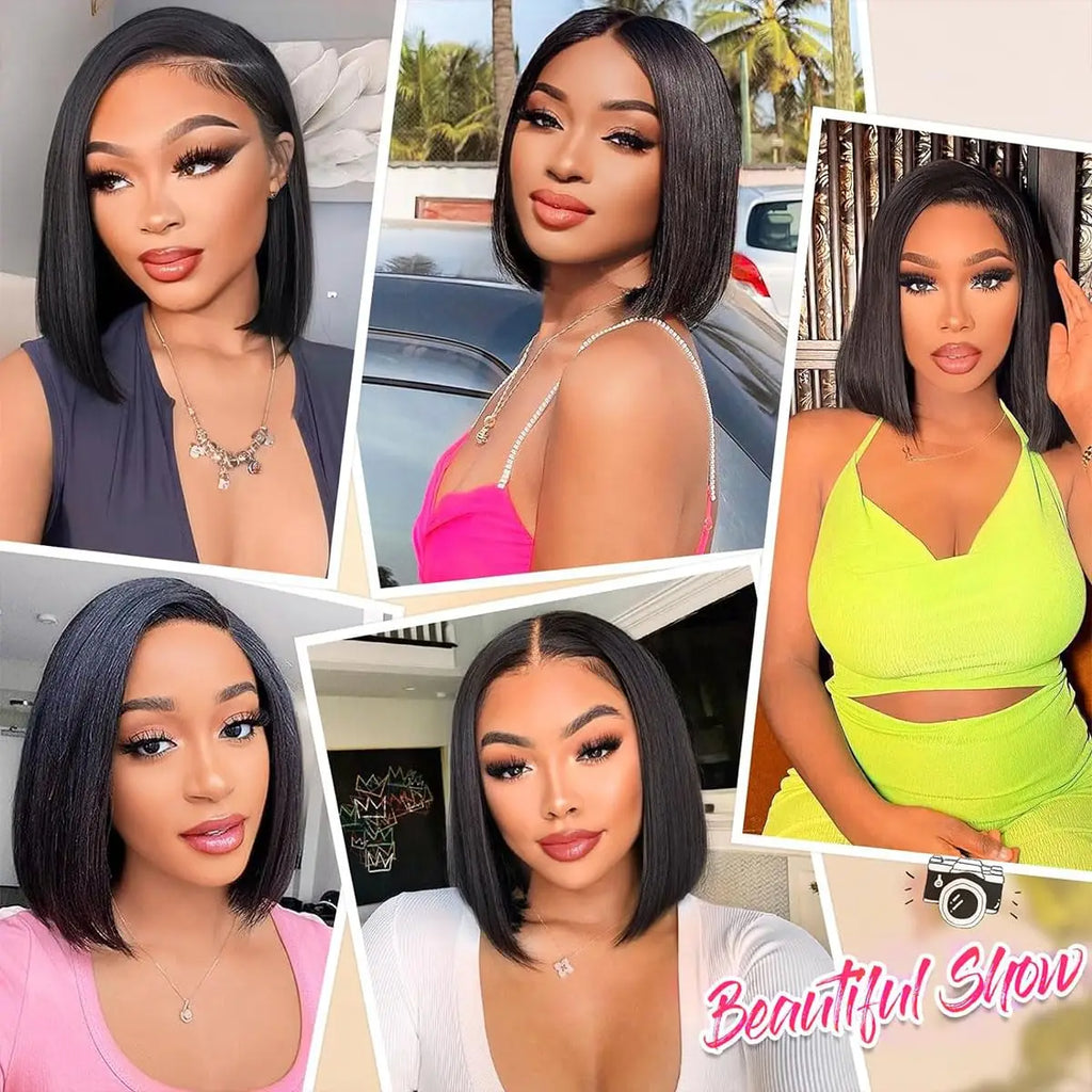 Glueless Wear Go Straight Human Hair Wigs Short Ready To Wear Bob Wigs Without Glue Closure Front Wigs For Women on Sale