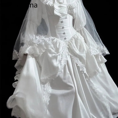 Japanese Skirts for Women 2025 Faldas Mujer De Moda High Waist A-line Jupe Lolita Style Patchwork Lace Vintage Long Skirt 49C903