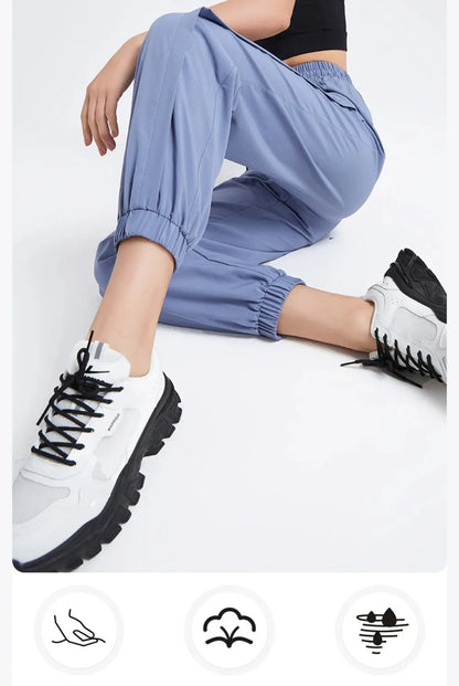 Elastic Waist Yoga Pants for Women Loose-Fitting Workout Pants Wide-Leg Drawstring Closure Stretchy High Waisted Jogging Jogger