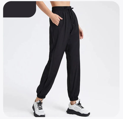 Elastic Waist Yoga Pants for Women Loose-Fitting Workout Pants Wide-Leg Drawstring Closure Stretchy High Waisted Jogging Jogger