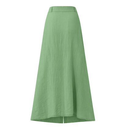 Midi Skirts For Women Bohemian Style Daily And Versatile Half Skirt Fashion Plain Color Basics High Waist Beach Button Dress