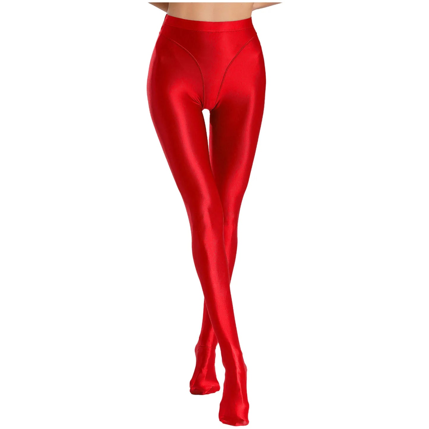 Womens Gymnastic Yoga Pants Leggings High Waist Stretchy Glossy Pantyhose Silky Skinny Pantyhose Role Play Nightclub Wear