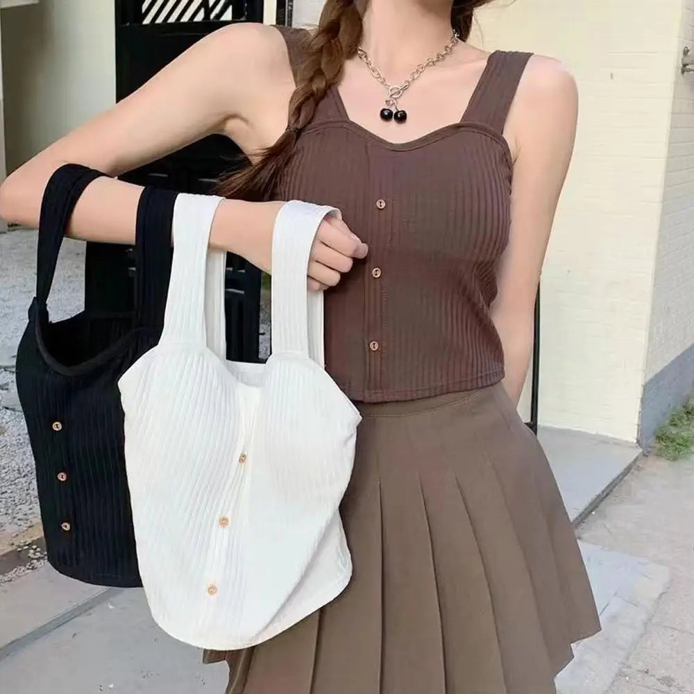 Woman's Top With Built In Bra Button Padded Bra Lady's Top Strap Vest Tank Top Summer Girls Cute Women Casual Female Camisole