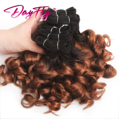 Brazilian Hair Weave Bundles 100% Human Hair Bundles Short Curly Hair Bundles 8Inch 6 Bundles Colored Hair Extensions For Women