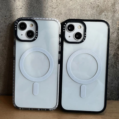 Magnetic Magsafe Clear Anti-fall Phone Case for iPhone 16 15 14 13 12 Pro MAX 16 15Plus Wireless Charger Bumper Cover Fundas