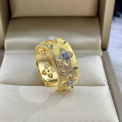 Women Hand-brushed two-color Gold Ring Earrings Necklace Bracelet