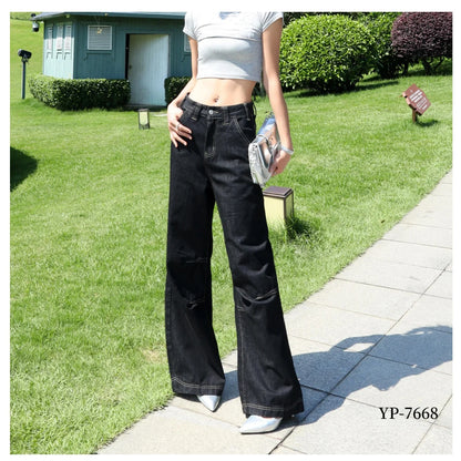 Women's Low-Waist Straight Wide-Leg Jeans Loose and Versatile Basic Fashionable Urban Style Casual Trousers