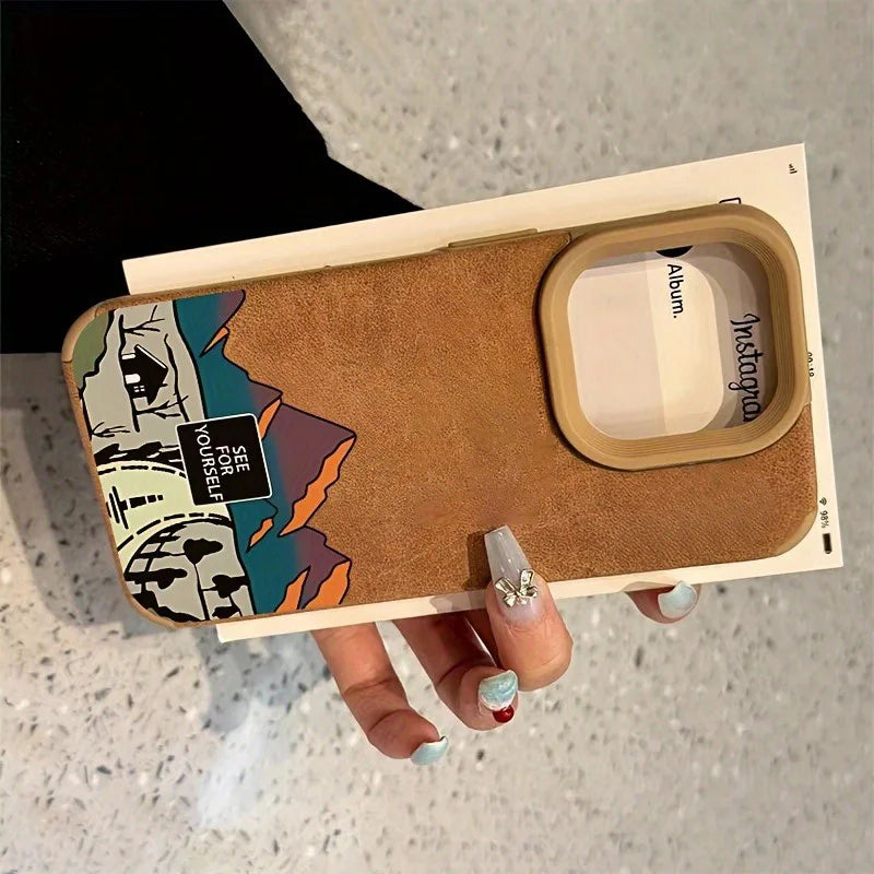 California Highway Flip Fur Leather Phone Case For iPhone 15 Pro Max Cases iPhone 11 12 13 14 16 Pro Max XS X XR 15 Plus Cover