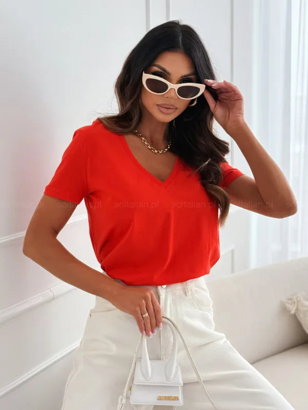 Women's Blouses T-shirt New Fashion Summer Pullover Tops White Short Sleeve Slim Fit V-Neck T-Shirt For Women Casual Clothing
