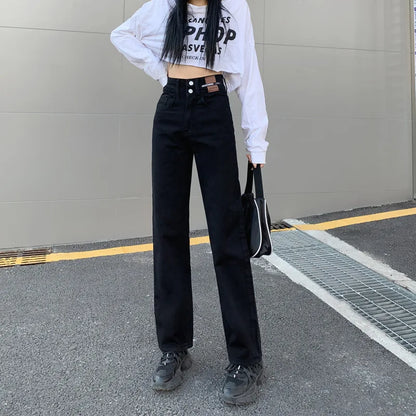 Women's High-Waisted Wide-Leg Jeans, Women's Spring Wear, New Loose Straight-Legged Small Man, Thin and Mopping Long Pants