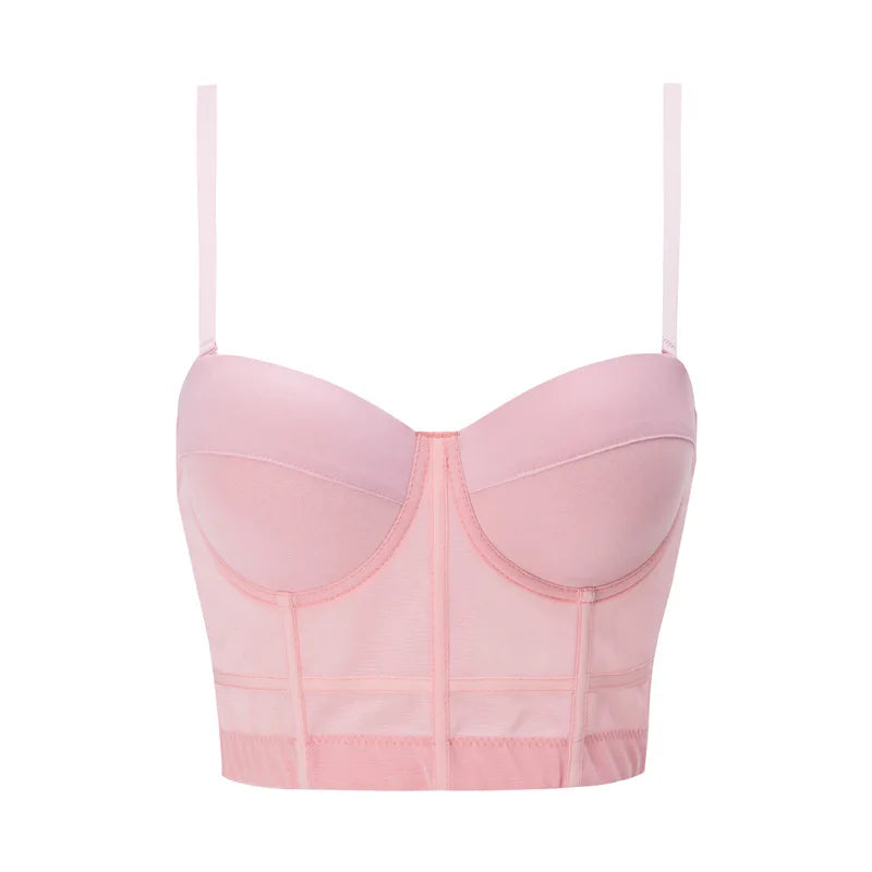 Top Women Bra Bandeau Corset Underwear Sexy Sleeveless with Chest Pad Ladies Y2K Lace Tank Tops Wrapped Vest Tube Top Cropped