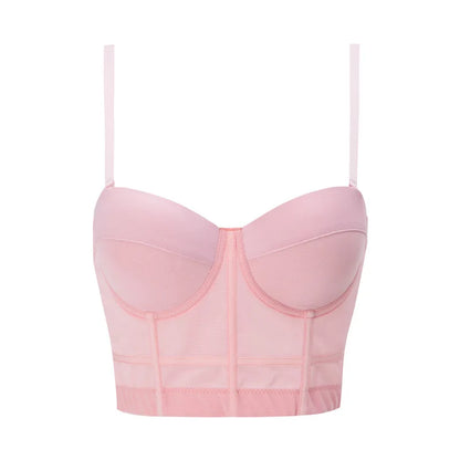 Top Women Bra Bandeau Corset Underwear Sexy Sleeveless with Chest Pad Ladies Y2K Lace Tank Tops Wrapped Vest Tube Top Cropped