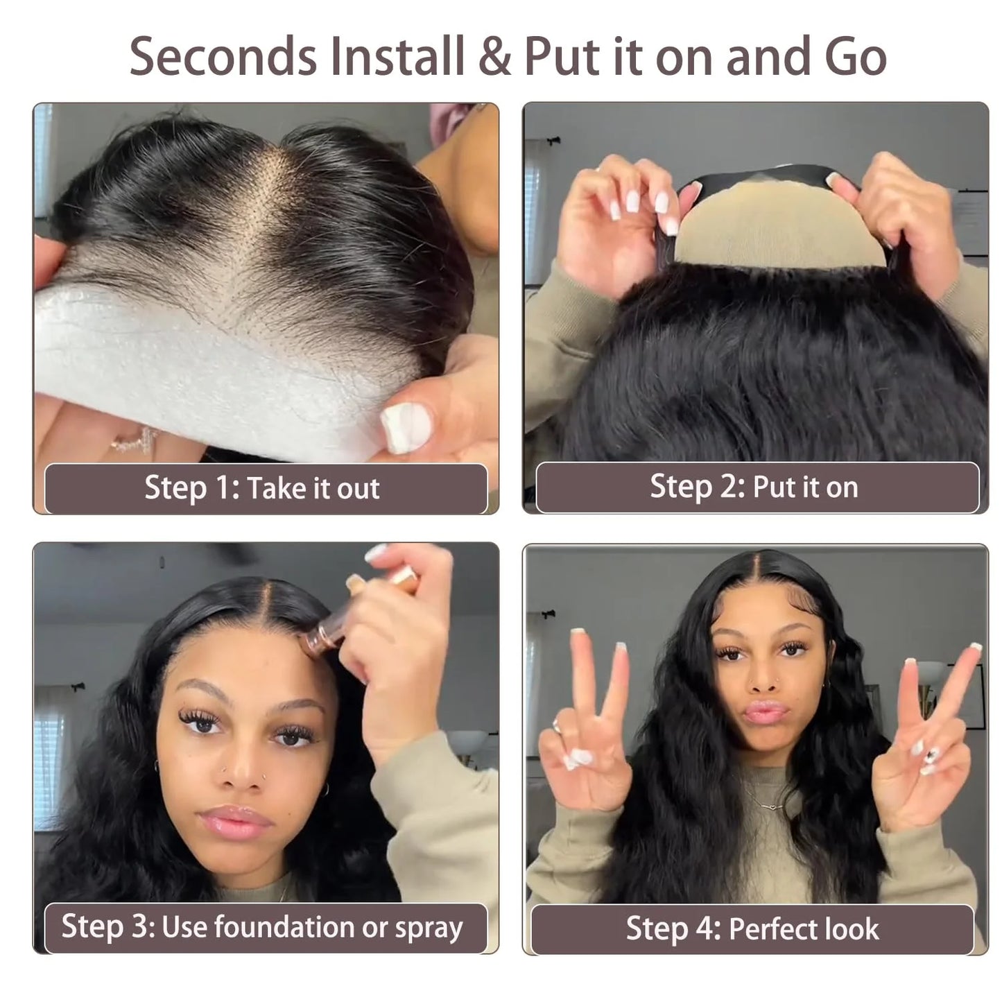 Wear And Go Glueless Wigs Human Hair Pre Plucked Pre Cut Body Wave Wigs For Black Women  Glueless Lace Closure Human Hair Wig