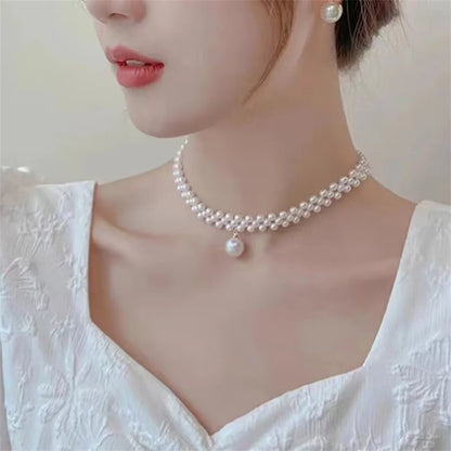 1 New Pearl Necklace For Women's Fashion Light Luxury Niche Design High-End Feeling Collarbone Chain Short Fashion Necklace