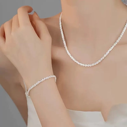 Exquisite 925 sterling silver sparkling necklace for women engagement party jewelry gifts