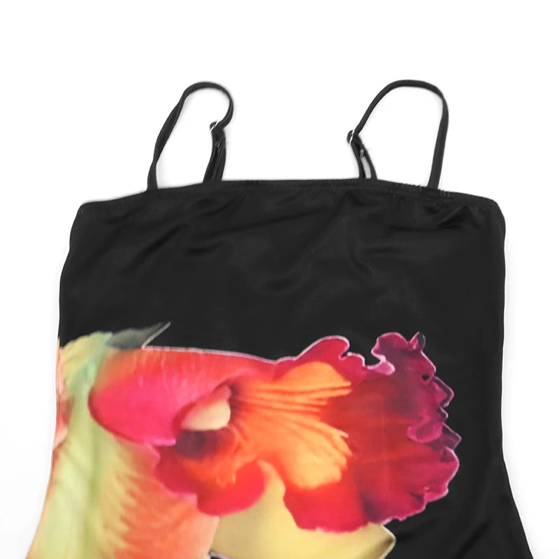 Women's Dresses New Summer Sexy Black Lace Fashion Print Sleeveless Backless Strap Maxi Dress Casual Club Elegant Female Dresses