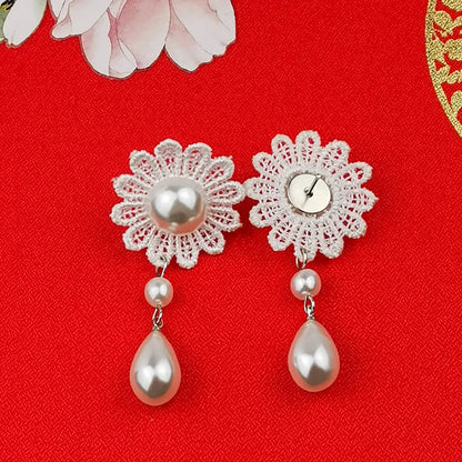 White Necklace Pearl Lace Women Fashion Necklace Earrings lolita Accessories