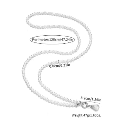 Pearl Beaded Long Necklace for Women Girls Big Pendant Collares Evening Dress Decorations Chain Elegant Jewelry Gifts