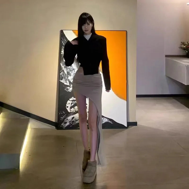 Slim Jupe Femme Été Korean Solid Color Skirts For Women Asymmetrical Y2k Clothes Fashion Clothing Sexy Mujer Conjuntos De Falda