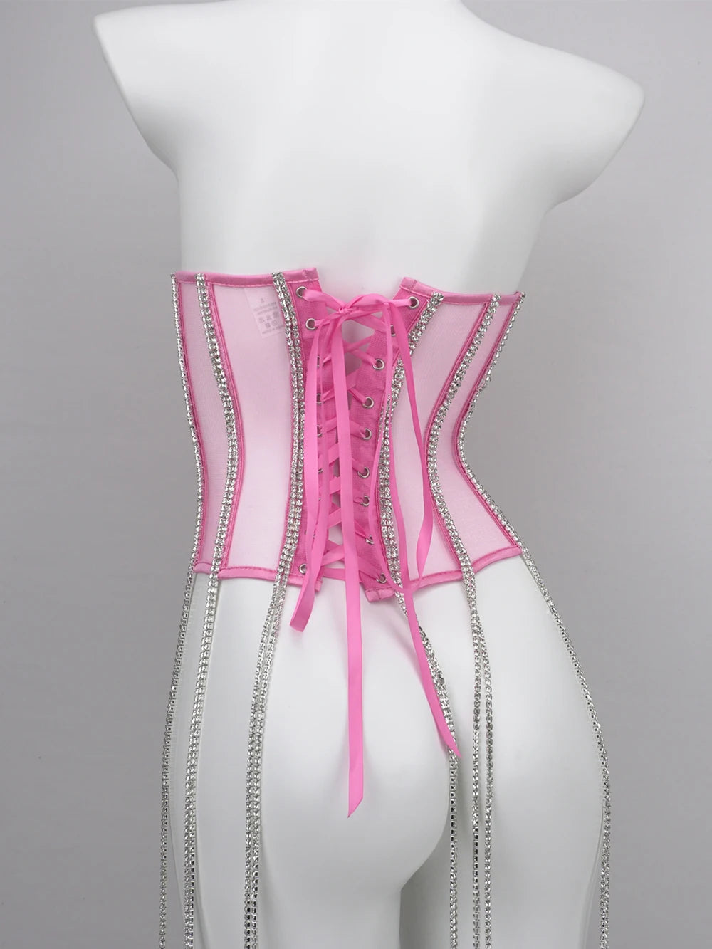 Women Tunic Bras In Waist Corset Tops Fashion Diamond Luxury Diamond Tassel Corset Slim Vest Sexy Tmesh Sheer Top Female 2025