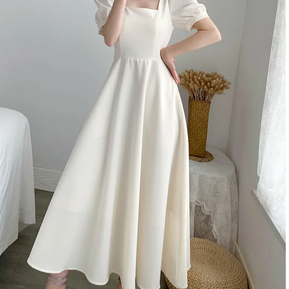 Dresses for Women 2023 Spring New White Dress Women's White Skirt Waist Slimming Temperament Over-the-knee Long Skirt Summer