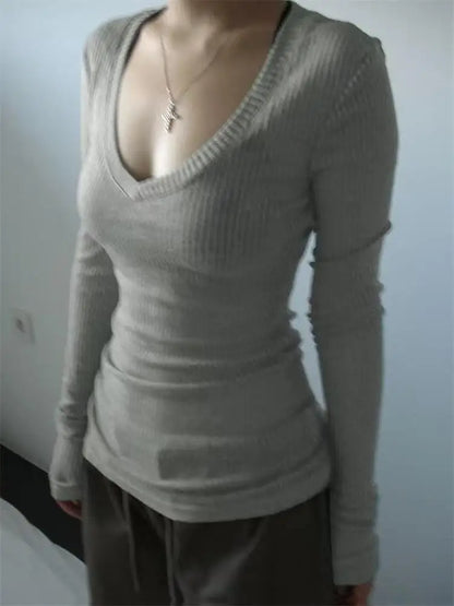 Summer Tops for Woman Elastic Basic T-shirts Female Casual Tops Long Sleeve Sexy Thin T-shirt See Through Y2k Clothing