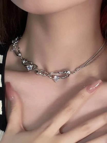 Japanese and Korean Fashion Necklace Women's Luxury Design Stitching Chain Necklaces