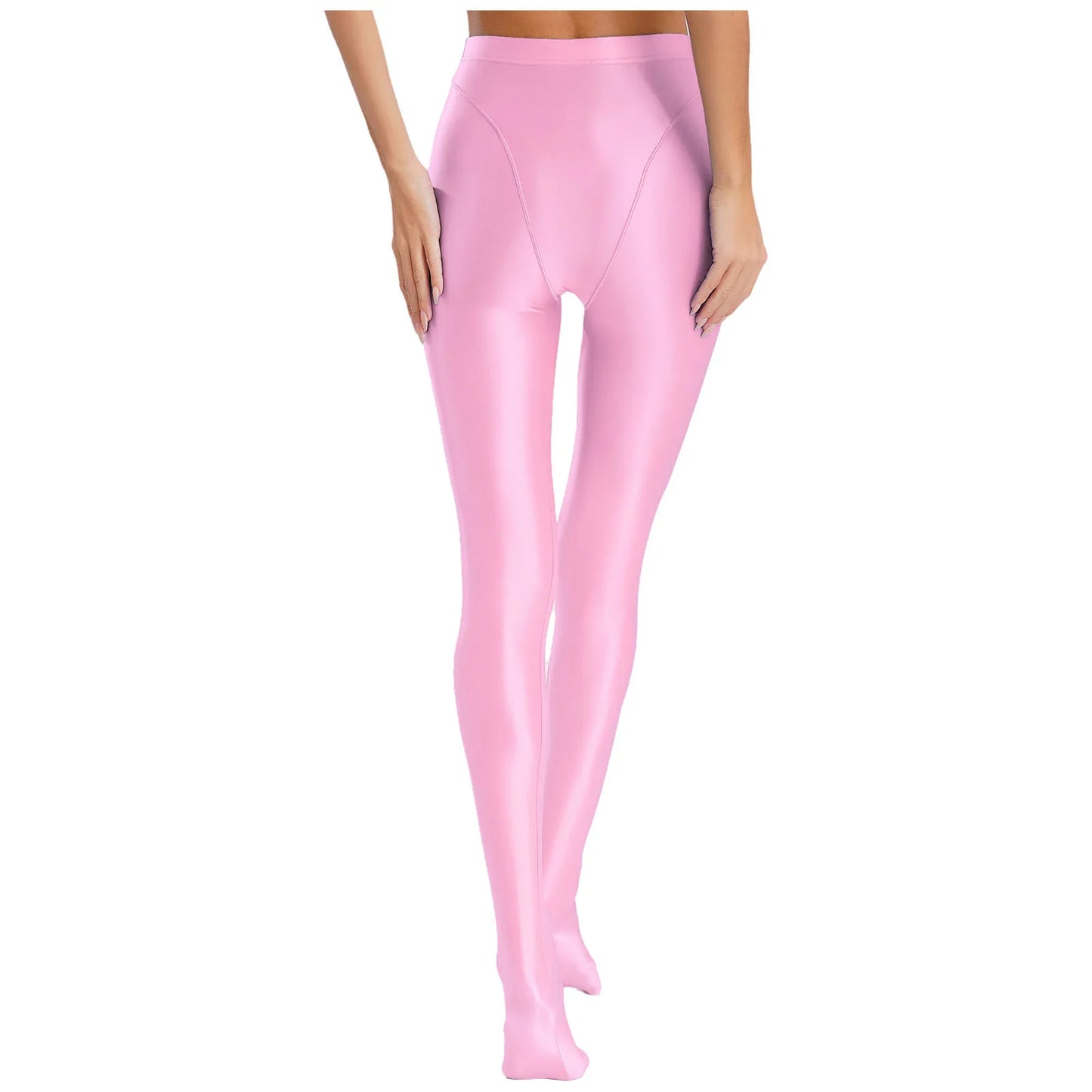 Womens Gymnastic Yoga Pants Leggings High Waist Stretchy Glossy Pantyhose Silky Skinny Pantyhose Role Play Nightclub Wear