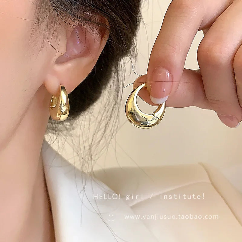 925 Sterling Silver Round Earrings For Women Trendy Metal Hoop Earring Vintage Jewelry Ladies Accessories Wholesale