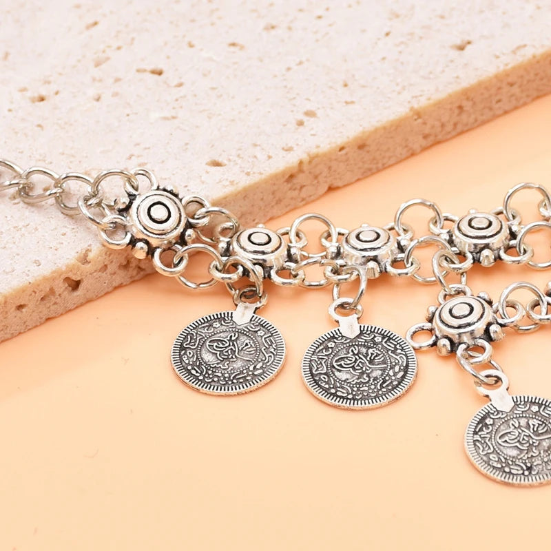 Vintage Coin Women Necklace Tassel Bohemian Ethnic Charms Chains Chokers Necklaces Statement Gypsy Turkish Necklaces Feminina