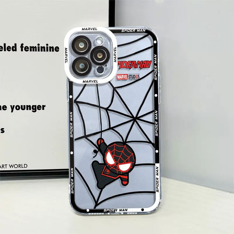 phone Soft case for iphone 11 14 13 cases 15 8 Plus XR 7 12 Pro 6S XS Max Mini X SE funda TPU Coque Spider Web Spiderman Marvel