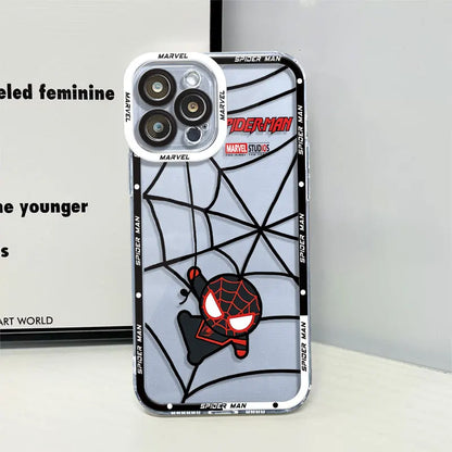 phone Soft case for iphone 11 14 13 cases 15 8 Plus XR 7 12 Pro 6S XS Max Mini X SE funda TPU Coque Spider Web Spiderman Marvel