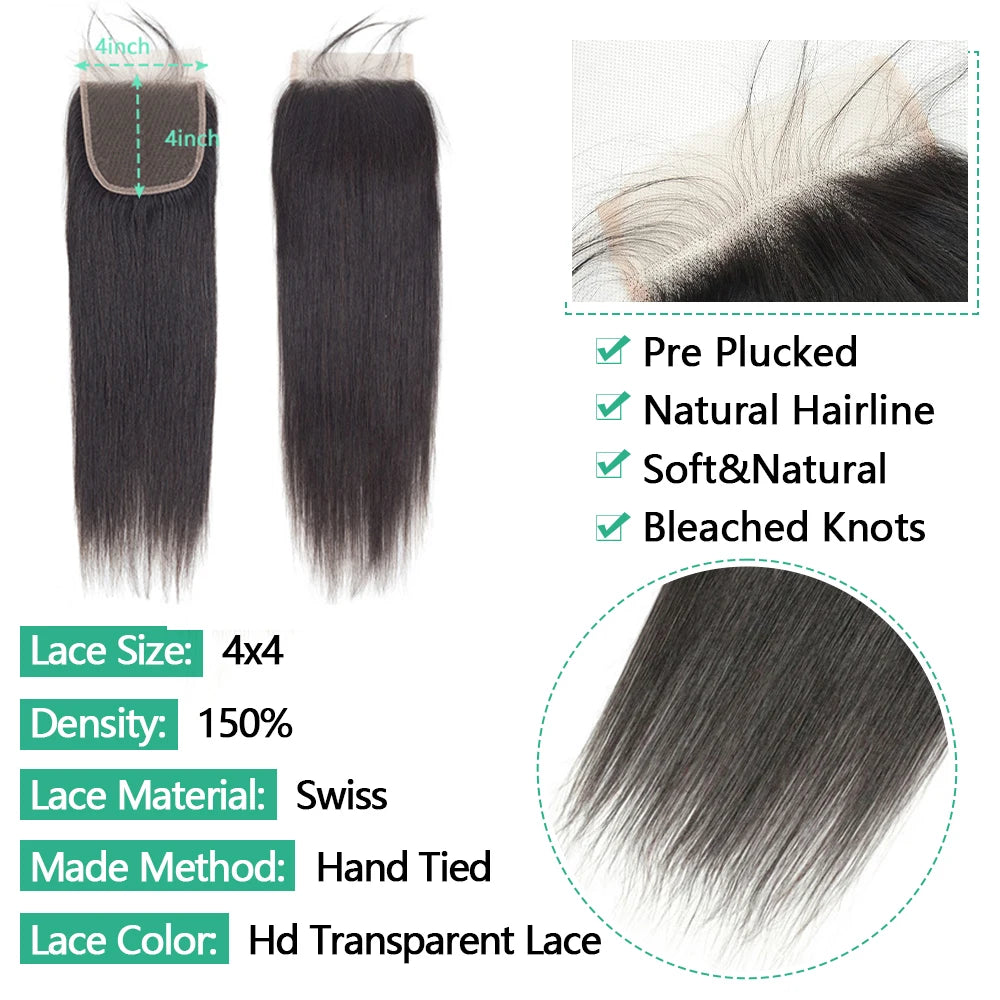 Straight 4x4 5x5 6x6 Closure Human Hair 13x4 Ear To Ear Transparent Frontal Lace Only 2x6 HD Lace Closure 3-5 Days Delivery